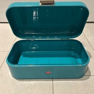 Rare Wesco Grandy Metal Bread box Teal Blue